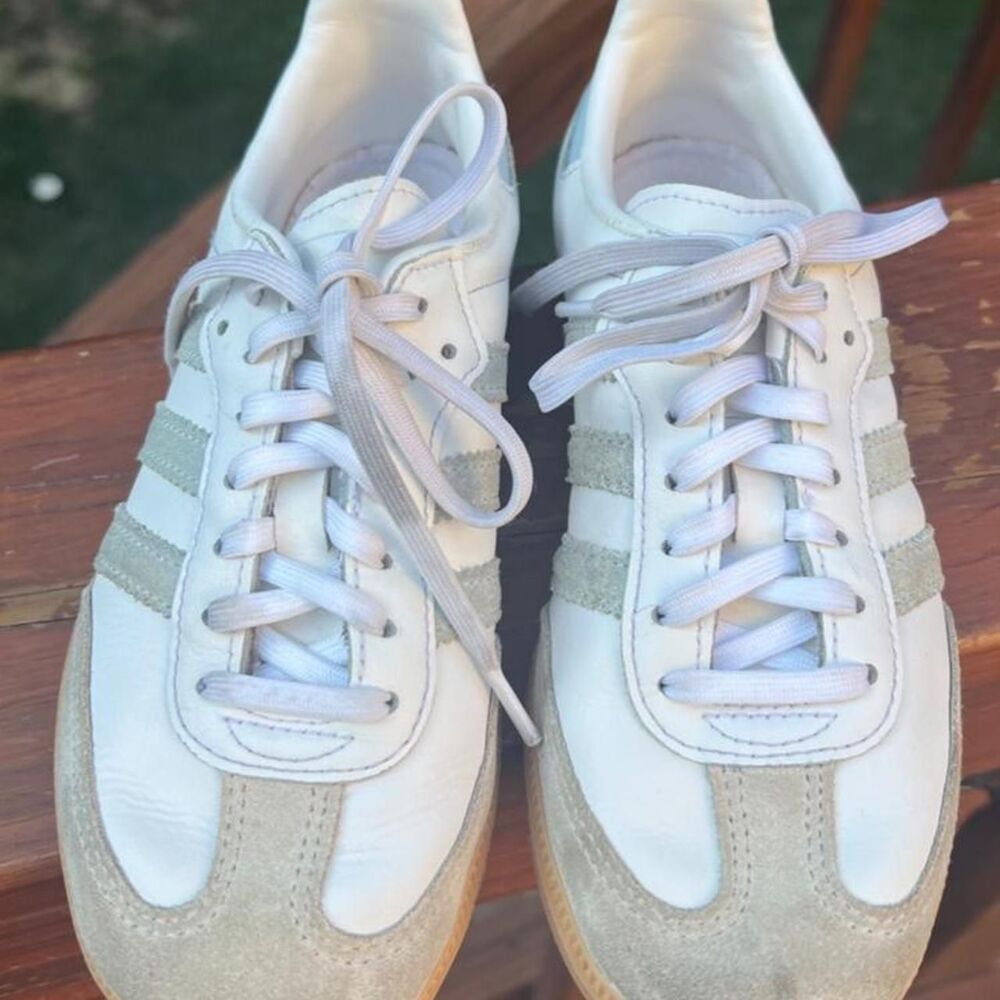 Adidas Samba Youth 2.5 White Light Blue Running Soccer Play School Sneakers